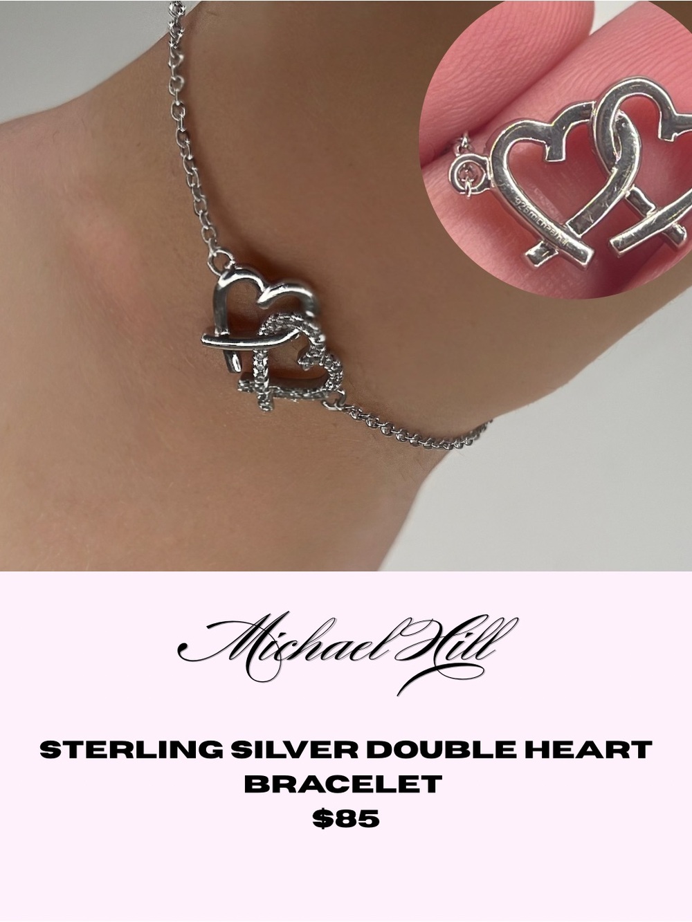 Michael Hill Double Heart Bracelet in Sterling Silver